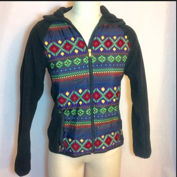 Lauren Ralph Lauren Fleece Aztec Jacket Black S - Picture 1 of 8
